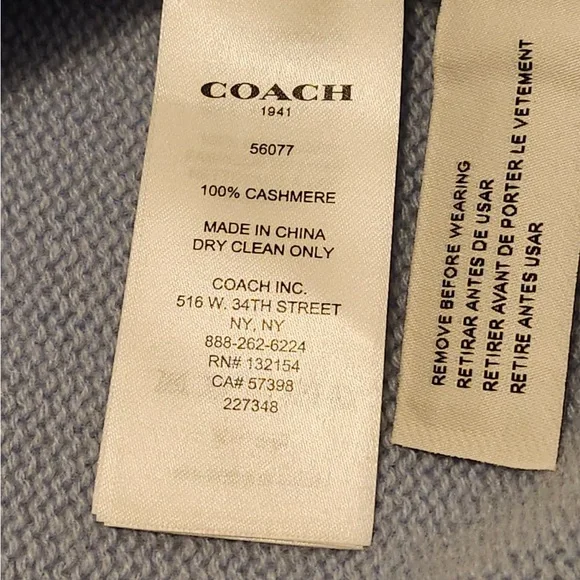 Coach 1941 Powder Blue Intarsia Sweater M 100% Cashmere Rare HTF Runway - Picture 13 of 14